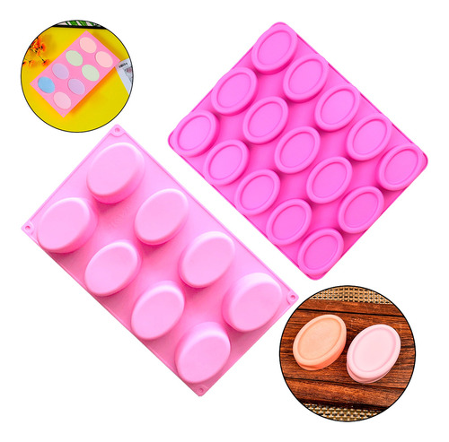 Forma Silicone Sabonete Oval Sabão Saboaria Vela 50g 90g Kit