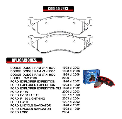 Pastillas De Frenos Trasera Ford E350 Super Duty 2005  7673 Foto 2