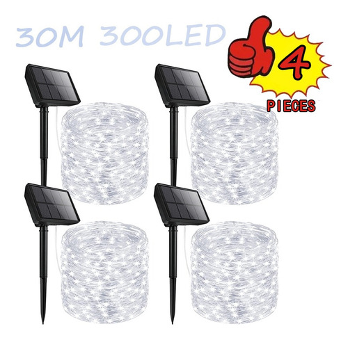 . Paquete De 4 Tiras De Luz Solar Led 30m 300led Para