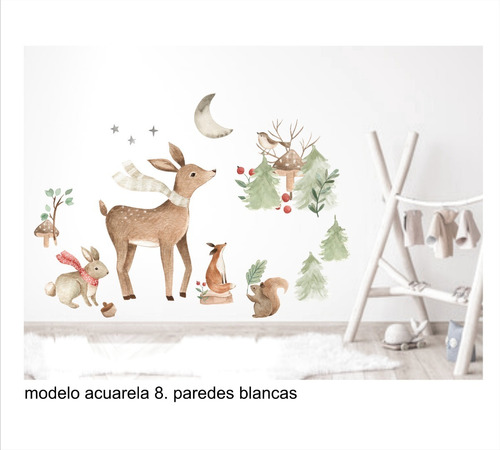 Vinilos Infantiles Soñados Acuarelables Animalitos B 130x70