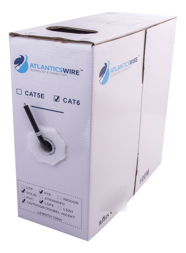 Cable Ftp Cat6 100 Mts, 23 Awg, Cca Pvc. Negro. Exterior.f/b