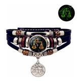 Pulsera Manilla Cuero Zodiacal Signo Zodiaco Luminosa