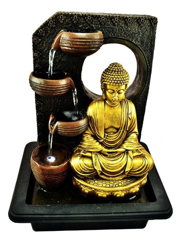 Fuente De Agua Buda 40cm 4 Cascadas Zen Deco Moderno Zn Ct