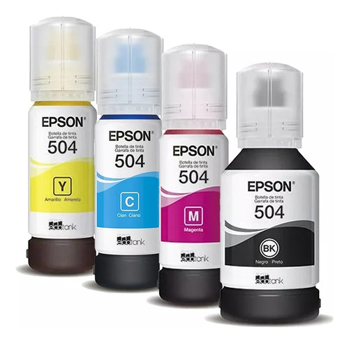 Kit 4 Refil P/uso Epson T504 L4150 L4160 L4260 L6161 L6171 