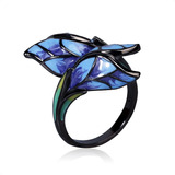 Anillos De Mariposa Gótica Negra Para Mujer, Anillos Colorid