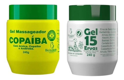 Kit Gel 15 Ervas C/sebo De Carneiro + Gel Copaíba Arnica 