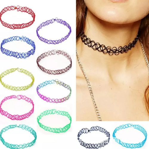 Collar Gargantilla Choker Retro 12 Pzs Color Diferente Msi | Meses sin interés