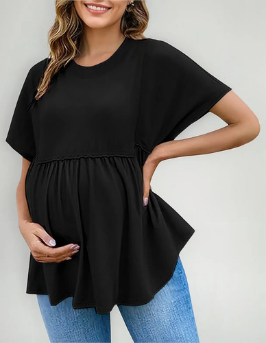 Camisas De Maternidad De Manga Corta Para Mujer C, Manga Cor