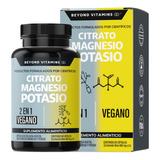 Citrato De Magnesio + Potasio 1500mg Con Platano En Polvo, Curcuma Y Arroz | Sin Rellenos | Magnesium Citrate + Potassium Citrate - 60 Capsulas