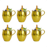 Caneca Dourada Golden Miami 500 Ml Moscow Mule Kit 6 Un