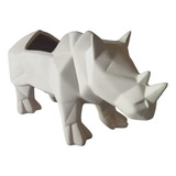 Rinoceronte Geometrico Ceramica Minimalista Pintado