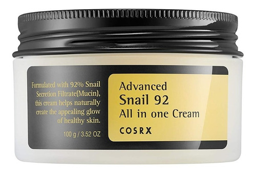 Crema Hidratante 92% Baba De Caracol Cosrx Cosmética Coreana