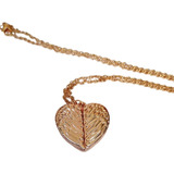 Collar De Mujer Relicario Corazon Alas Gold Rose 