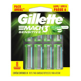 Repuesto De Afeitar Gillette Mach3 Sensitive 8 U