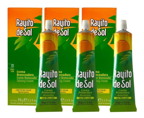 Kit 3 Tubos De Bronzeador Rayito De Sol Creme 6 Fps/spf 70g 