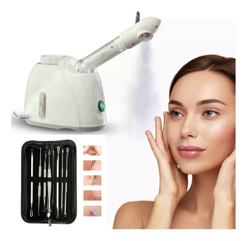 Kit Vaporizador Facial Ozônio + Kit Curetas Removedor Cravos