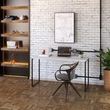 Mesa Para Escritório Office 1,35m Dynamica Cor Branco Chess / Est.preta