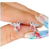 Aros Colibri Gota Cubic Rosa Plata 925 Ar 441