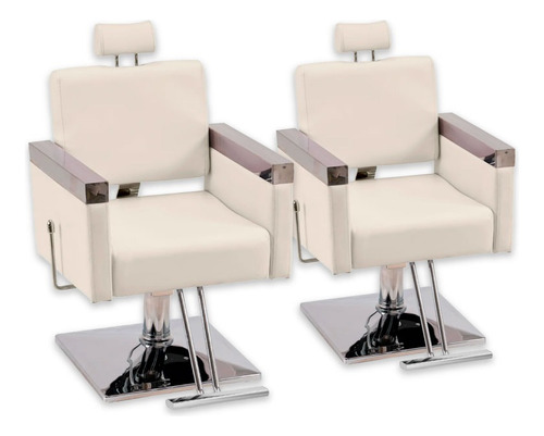 Sillon Barbero Barberia Peluqueria New Jersey Blanco Pack X2