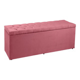 Puff Calçadeira Recamier Baú Solteiro 90 Madrid Suede Rosa