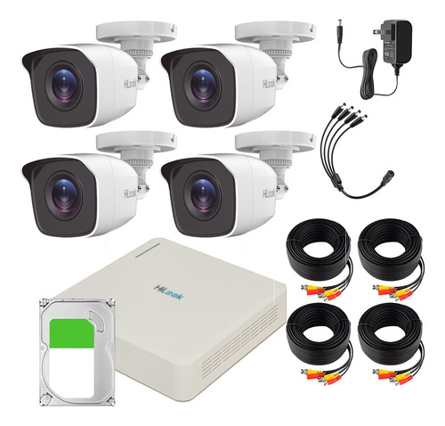 Kit Videovigilancia Hilook 4 Camaras 1mp + Hdd 500gb