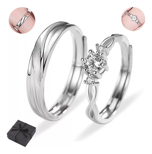 Anillos Para Parejas Compromiso Plata 925 Mujer Y Hombre