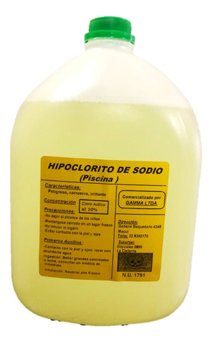 Hipoclorito De Sodio 5 Litros  10% Gamma