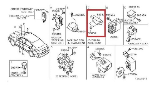 Sensor Air Bag Impacto Frontal Nissan Maxima 2009 - 2014 Foto 7