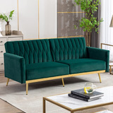 Sofa Cama Convertible De Terciopelo Color Verde Marca Ttgiee