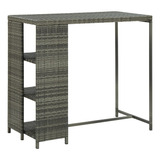 Mesa De Bar Con Estante De Almacenamiento Gris Rattan 47 