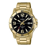 Casio Mtp-vd01g-1bvudf Relógio Masculino Collection Dourado Cor Do Fundo Preto 