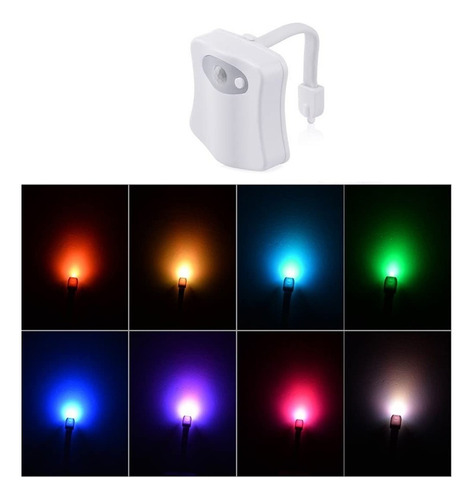 Luz Led Inodoro Wc Baño Sensor Movimiento 8 Colores