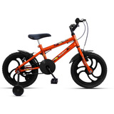 Mountain Bike Infantil Ello Bike Bike Aro 16 Freios V-brakes Cor Laranja Com Rodas De Treinamento