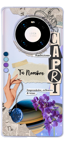 Funda Para Huawei Mujer Signo Zodiaco Capricornio Con Nombre