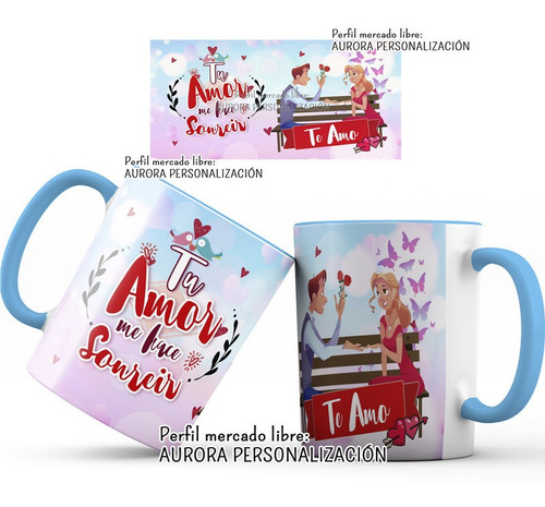 Mug Oreja Interior Azul Amor San Valentin Regalo Pareja 19