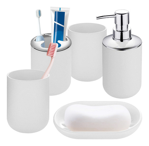 Juego De Accesorios De Baño 5 Pzs Dispensador Organizador