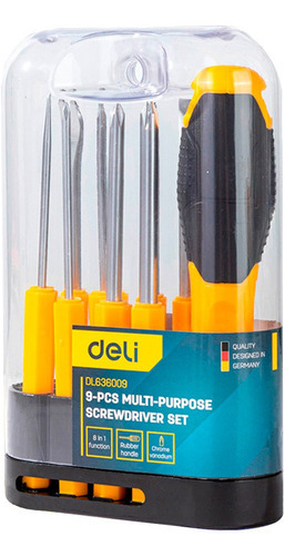 Deli Juego De Desarmadores 9 Pzs Multipuntas Edl-636009