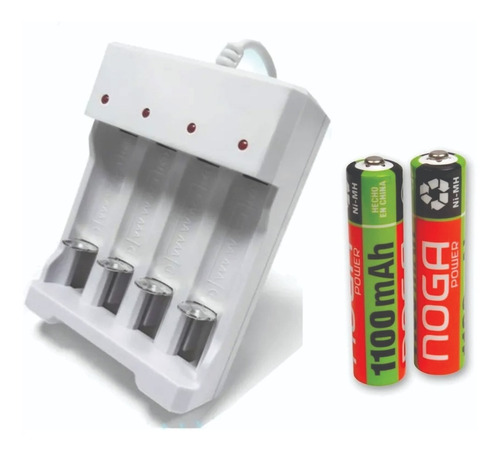 Cargador Pilas Aa Y Aaa Noga + 2 Aaa Noga 1100mah Nimh 