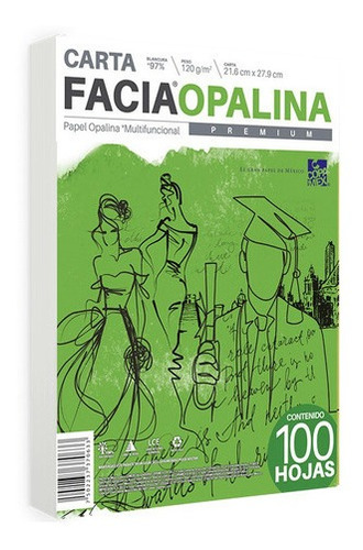 Papel Facia Opalina Blanco 120 Gr Carta - Paquete 200 Hojas