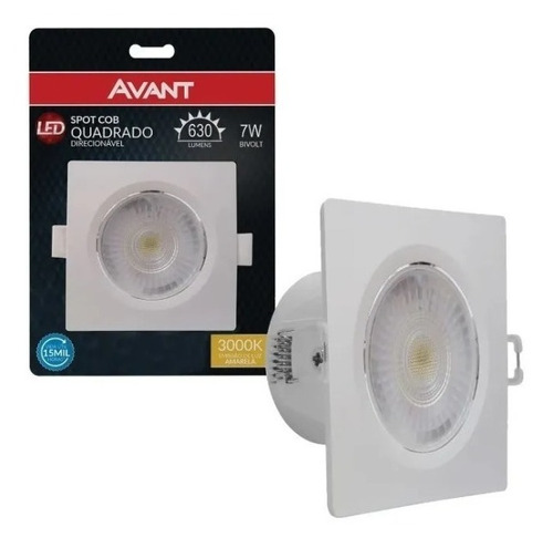 Spot Led 7w Quadrado Embutir Bivolt Branco Cor Branco Quente