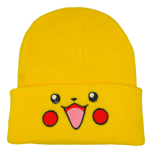 Gorro Amarillo Pokemon Pikachu Bordado Gorro Beanie Tejido 