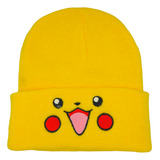 Gorro Amarillo Pokemon Pikachu Bordado Gorro Beanie Tejido 