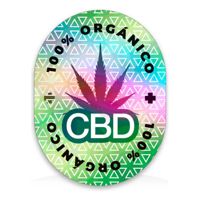 Etiquetas Vinilo Holográfico CBD PrintYourStickers.mx Ovaladas 250 Pzs | Meses sin interés