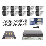 Kit Hikvision 10 Cámaras 5mp Dvr 16 Canales Fuente Pro 4tb