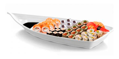 Kit Com 2 Barcos Para Sushi Açaí 41cm Melamina Travessa.