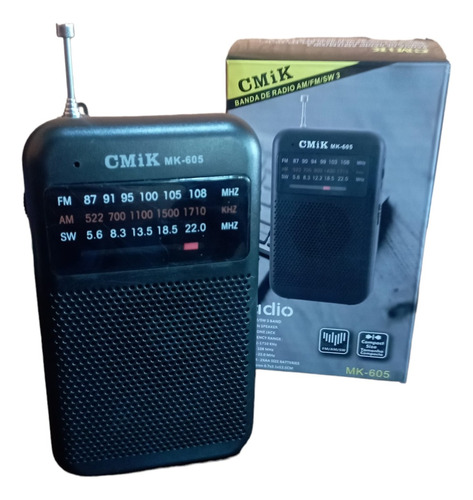Radio Mini Cmik Mk-605 Banda Fm/ Am/ Sw Antena Pilas Aa