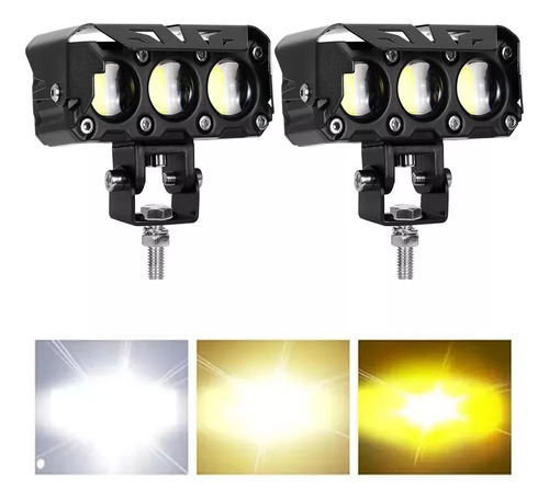 2pzs Faros Auxiliares 3 Modos Doble Color Led Para Auto Moto