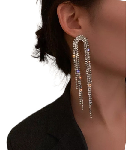 Aretes Largos   Con Incrustaciones Cristal Austriaco Fiesta