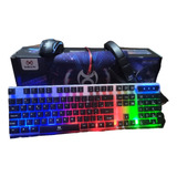 Kit Teclado Semi-mecânico + Mouse Gamer 3600dpi + Fone Rgb