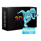 Hopemob Lampara Nocturna 3d Led Dinosaurio 7 Colores Touch Color De La Estructura Blanco